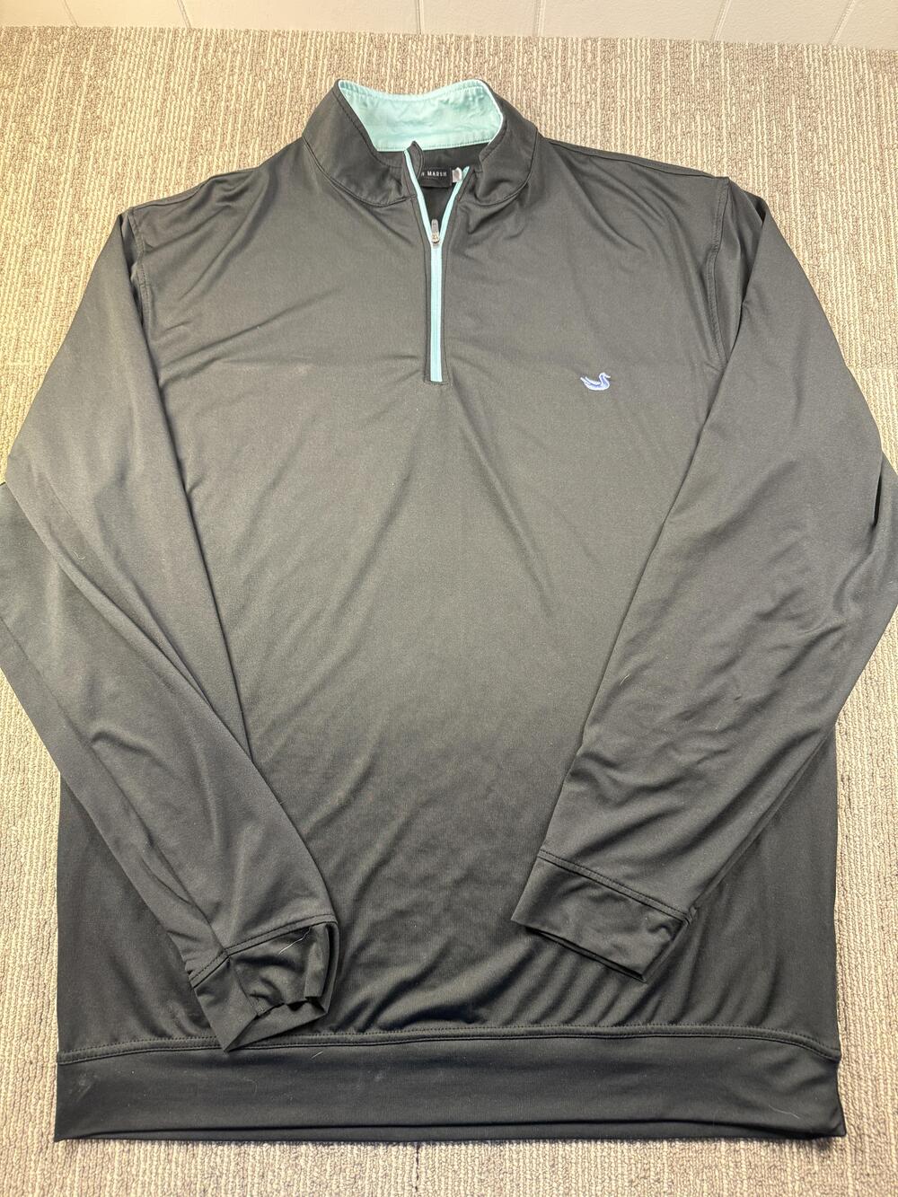 Southern Marsh Pullover Mens Large Black Quarter Zip Mock Neck Casual Top